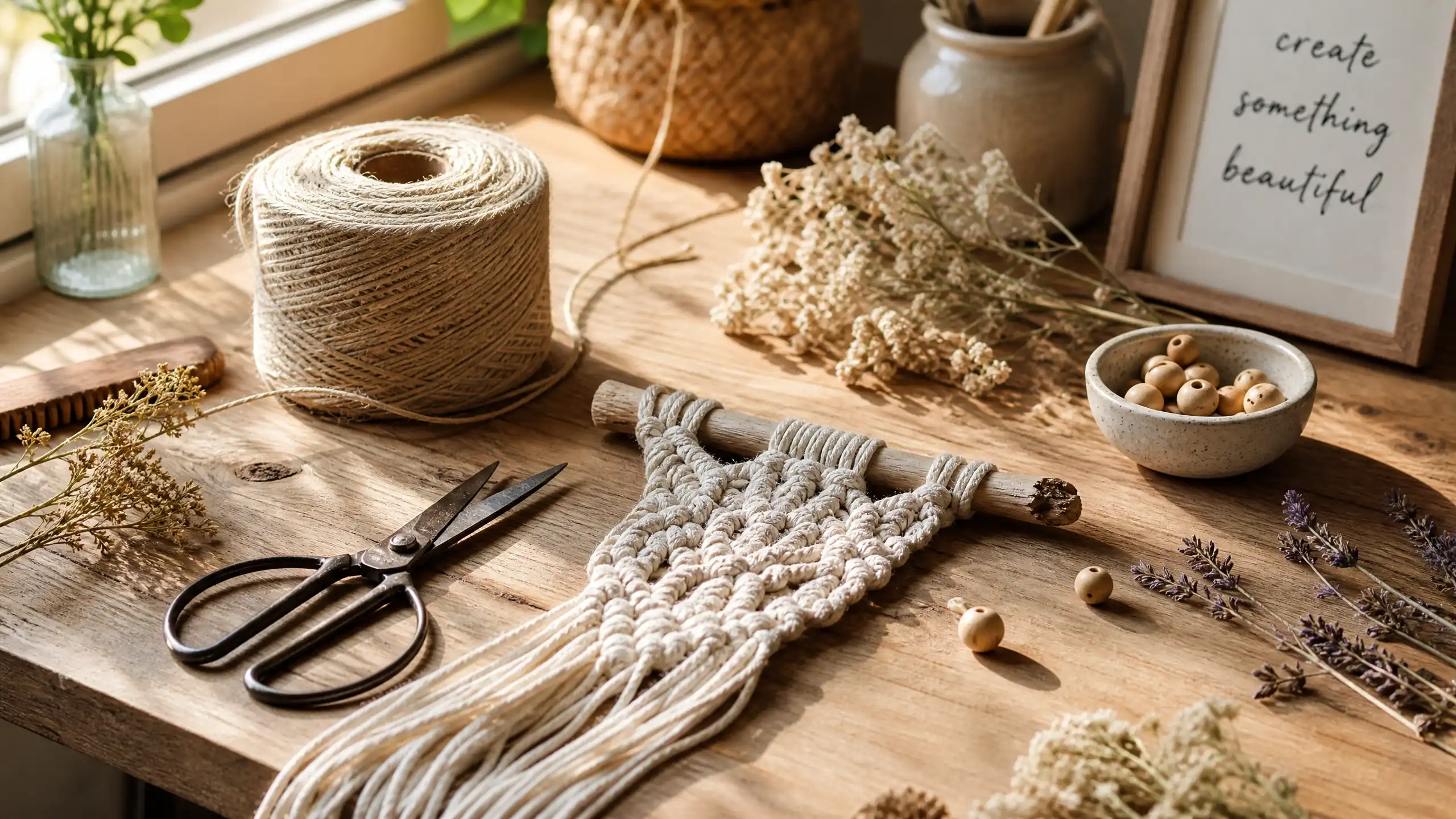 DIY tools and materials laid out on a wooden workbench